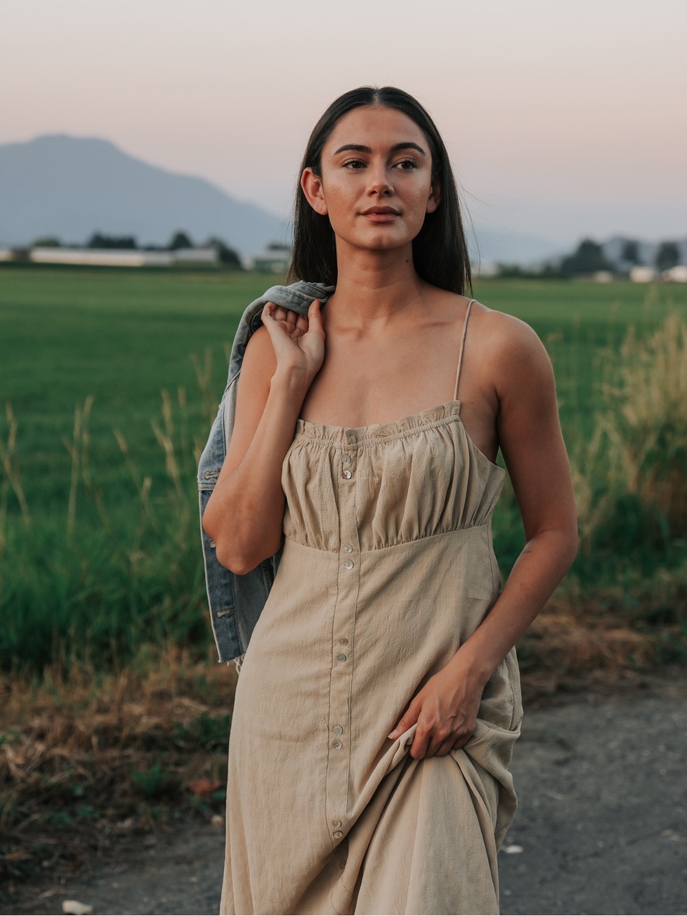 Oak & Fort Spaghetti StrapMidi Dress in Beige - Picture 5 of 5